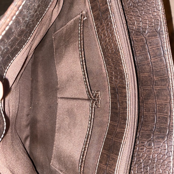 Suede laptop tote with brown accents - Picture 8 of 11